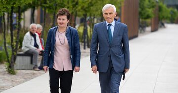 Prezydent Warszawy Hanna Gronkiewicz-Waltz i poseł PO Marcin Święcicki