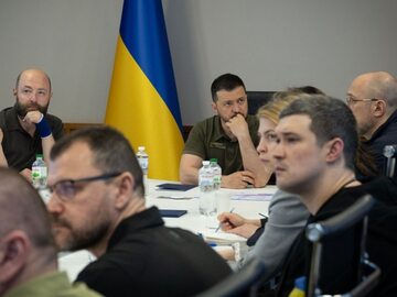 Prezydent Wołodymyr Zełenski podczas posiedzenia Rady Bezpieczeństwa i Obrony Ukrainy