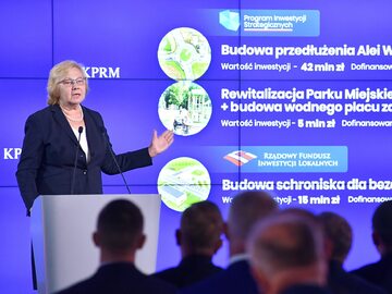 Prezydent Zabrza Małgorzata Mańka-Szulik podczas prezentacji wyników drugiej edycji Rządowego Funduszu Polski Ład: Program Inwestycji Strategicznych