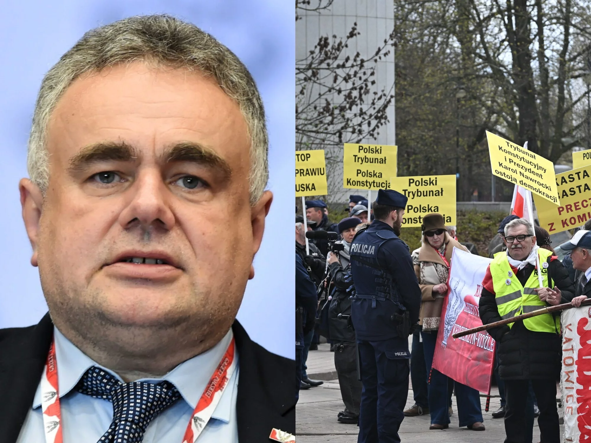 Prezes TV Republika Tomasz Sakiewicz i protest Klubu Gazety Polskiej przed Sejmem