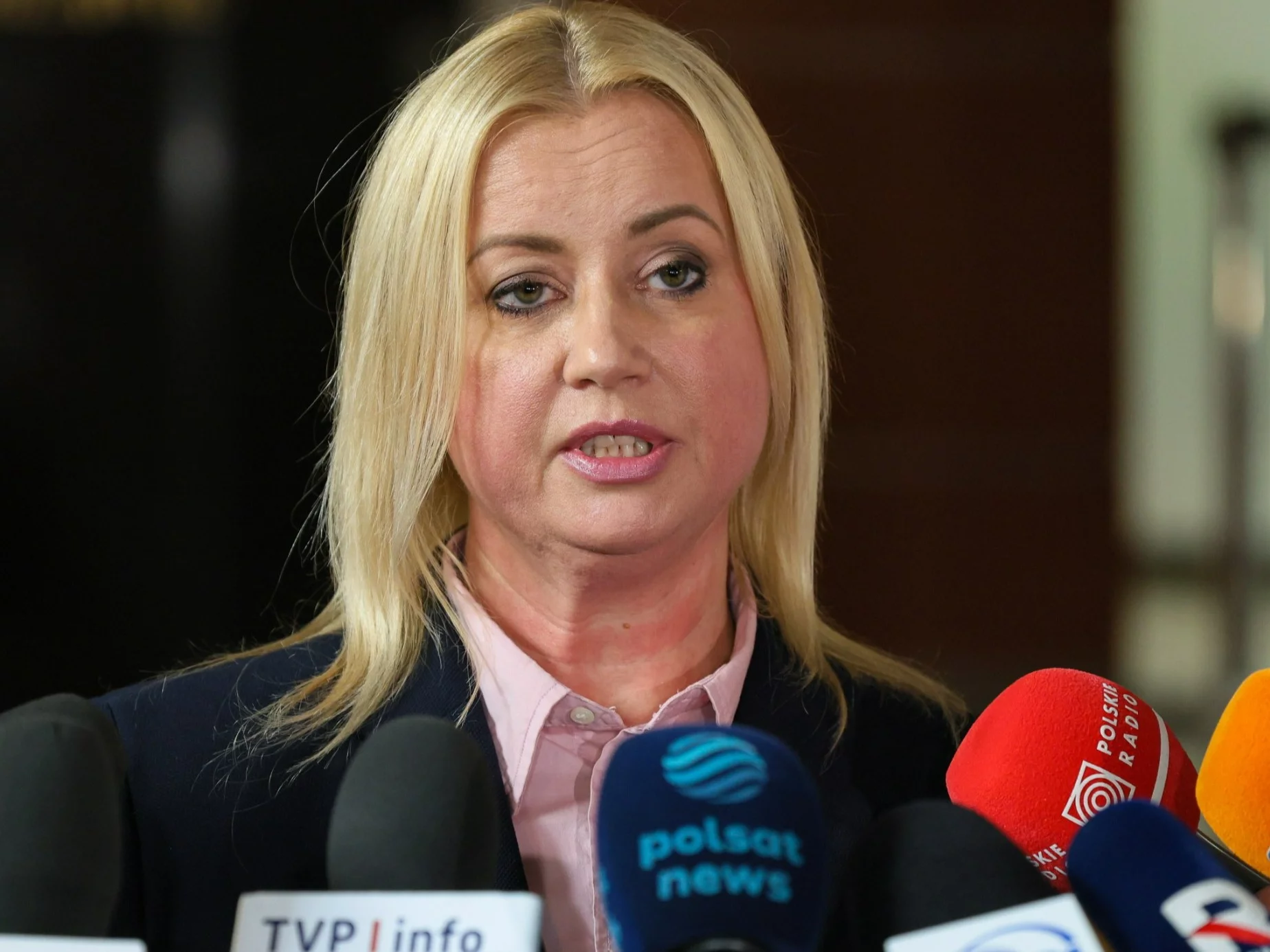 Prokurator Alicja Szelągowska podczas konferencji prasowej w siedzibie Prokuratury Okręgowej w Warszawie