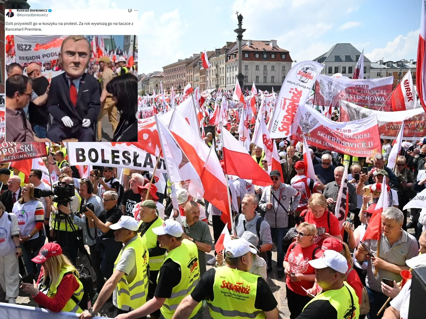 Wiela manifestacja NSZZ "Solidarność", figura D. Tuska