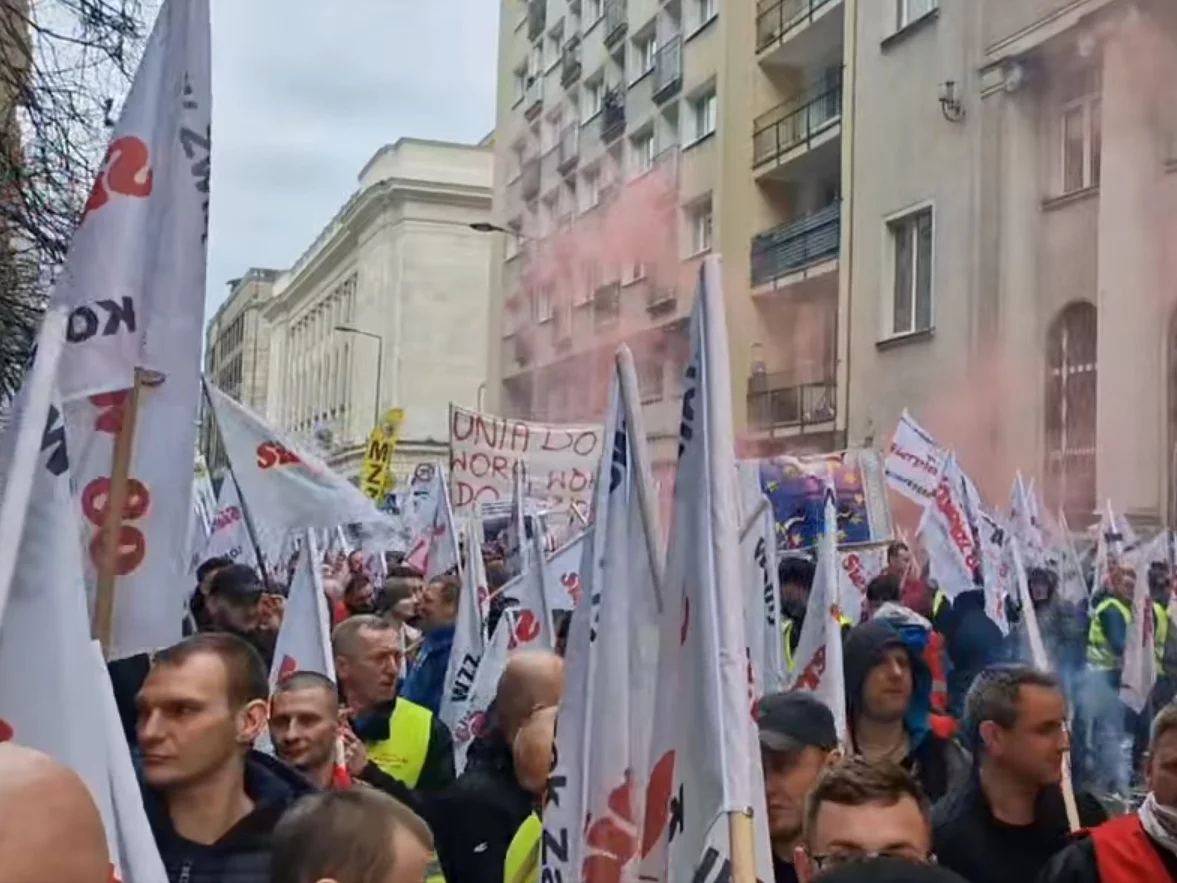 Protest górników w Warszawie