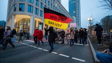 Protest koronasceptyków, Frankfurt nad Menem, 15.01.2022 r.