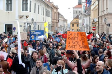 Protest pracowników oświaty w Zagrzebiu. Luty 2024