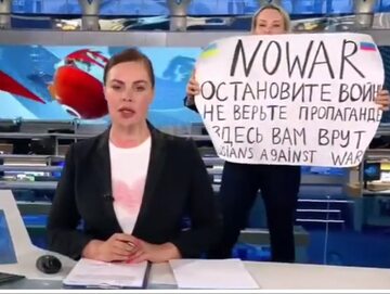 Protest przeciwko wojnie na Ukrainie w rosyjskiej telewizji