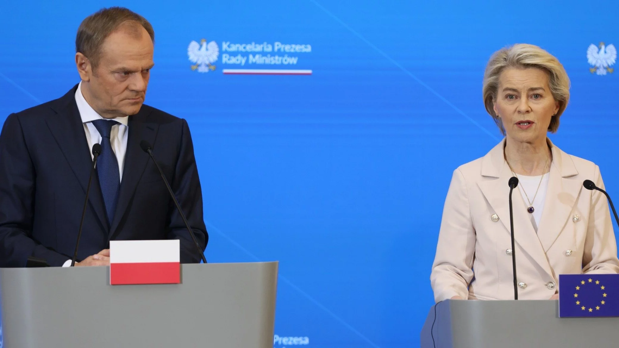 Premier Donald Tusk i przewodnicząca Komisji Europejskiej Ursula von der Leyen