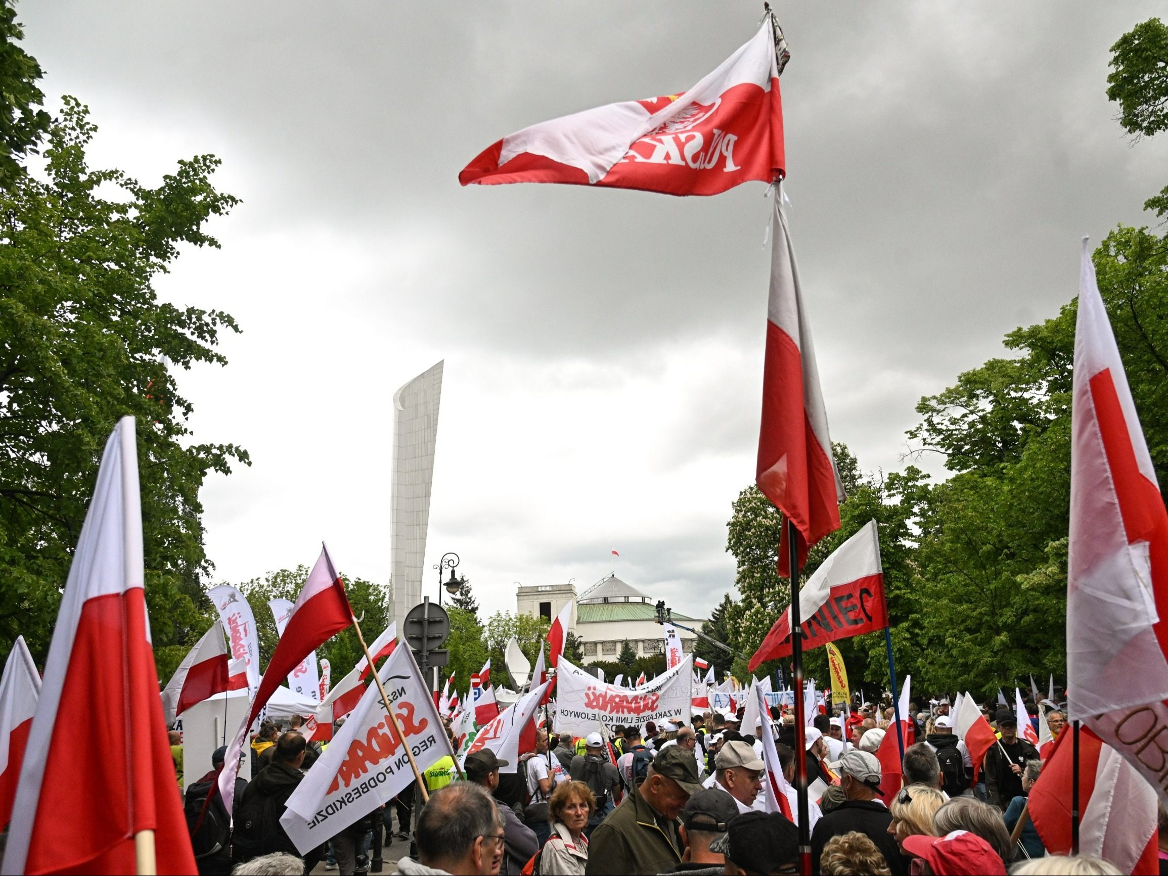 Uczestnicy protestu "Solidarności" przeciwko Zielonemu Ładowi