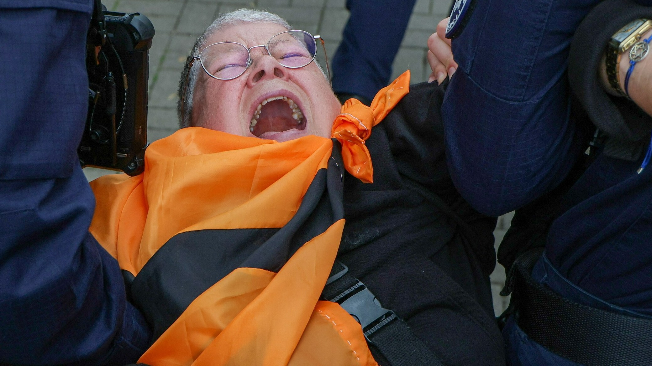 Incydent na manifestacji w Warszawie. "Babcia Kasia" wyniesiona przez policję