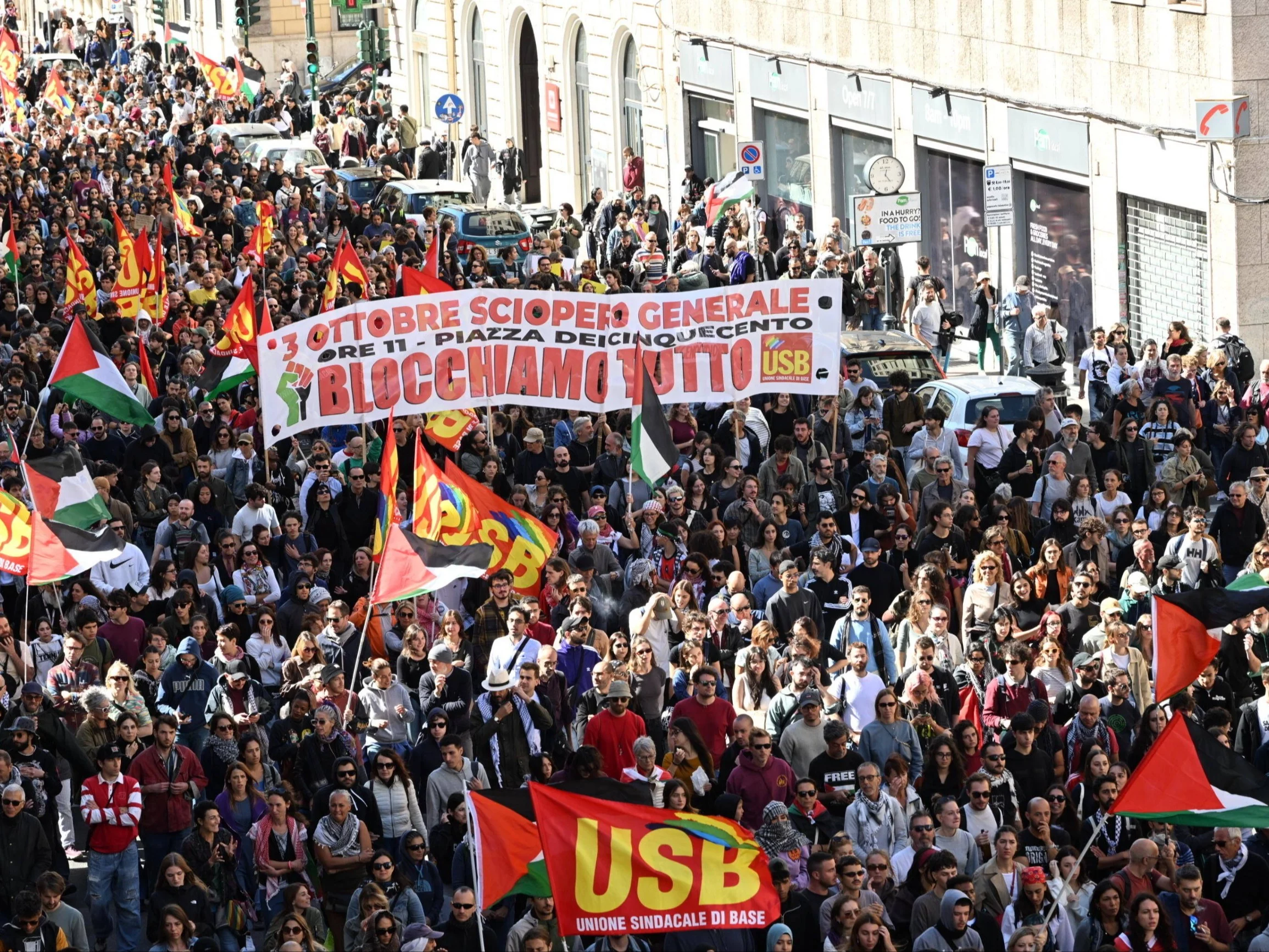 Protesty we Włoszech. Setki tysięcy ludzi przeciwko Izraelowi