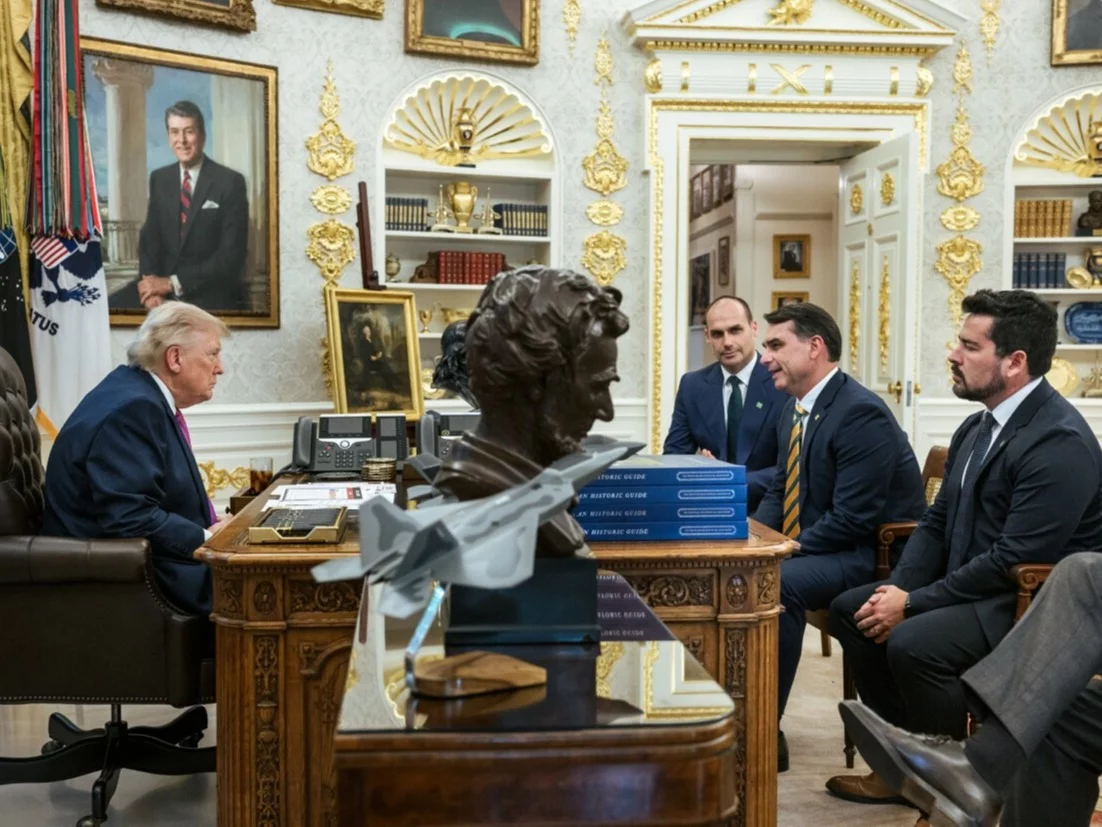 Donald Trump i Flavio Bolsonaro w Białym Domu