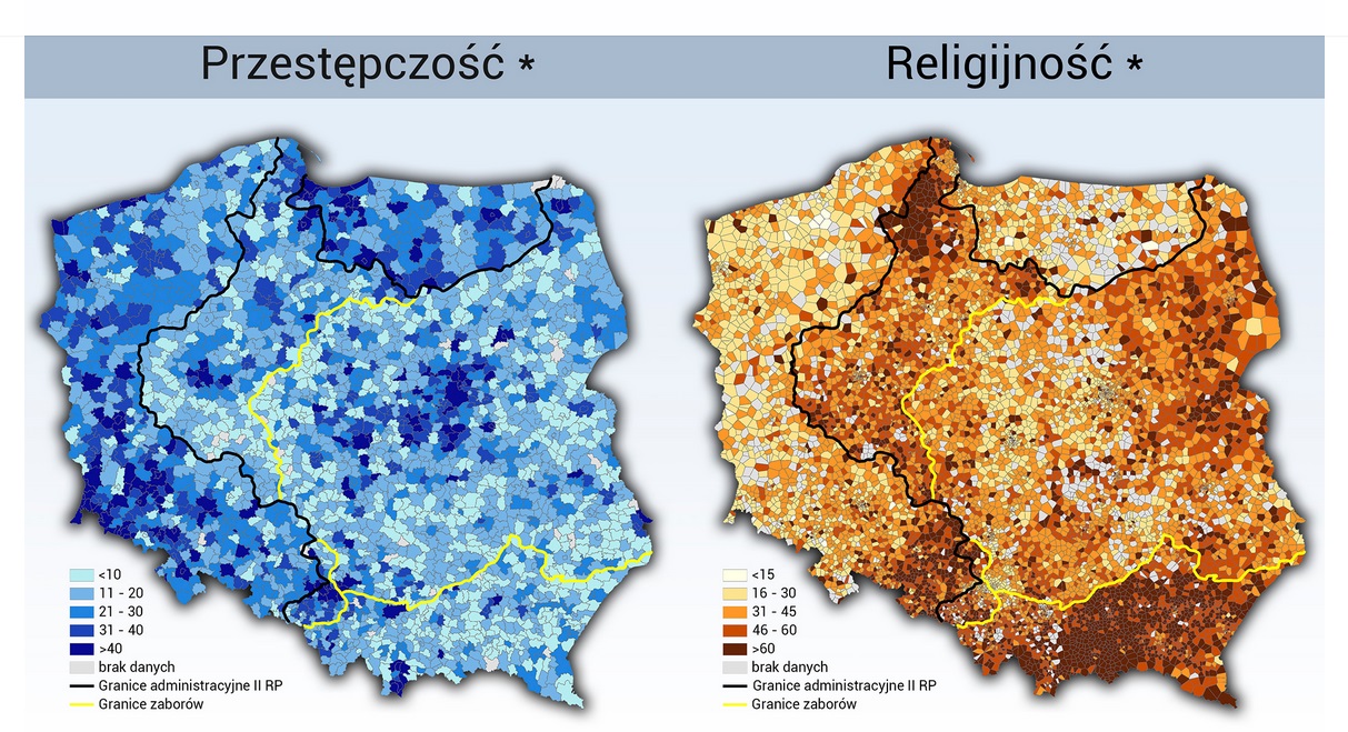 Przestępczość a religijność - zrzut ekrany z gis-expert.pl