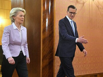 Przewodnicząca KE Ursula von der Leyen i premier Mateusz Morawiecki
