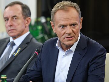 Przewodniczący Platformy Obywatelskiej Donald Tusk i marszałek Senatu Tomasz Grodzki