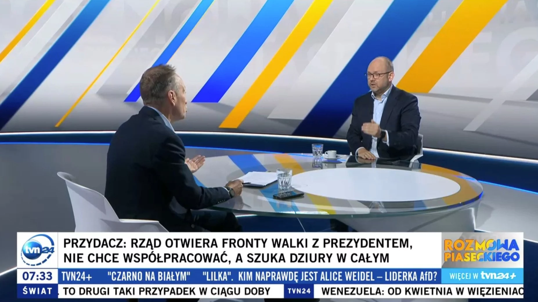 Konrad Piasecki i Marcin Przydacz w TVN24