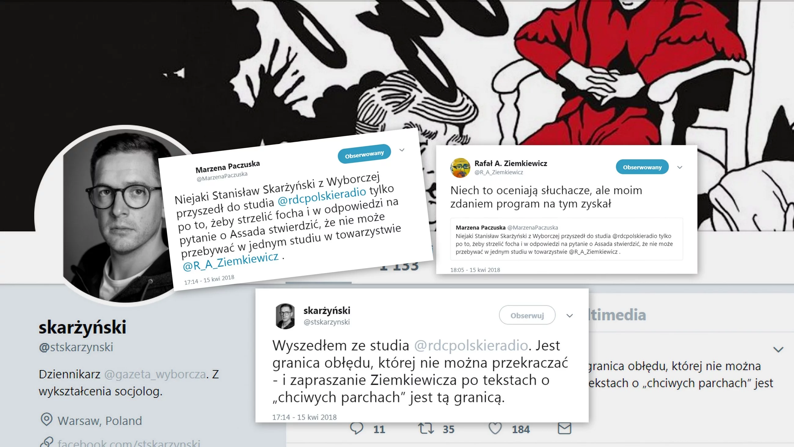 Dziennikarz "Gazety Wyborczej" wyszedł ze studia Polskiego Radia RDC