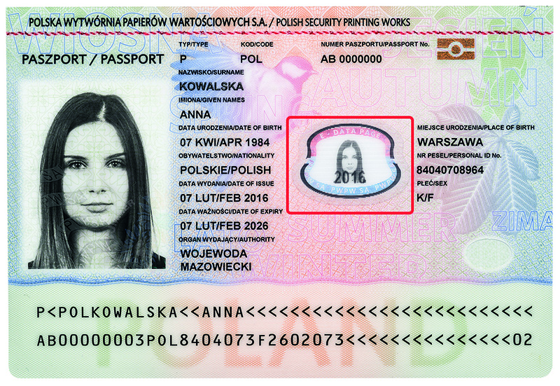 Strona personalizowana paszportu promocyjnego „Cztery Pory Roku” z zastosowaniem technologii Safel®