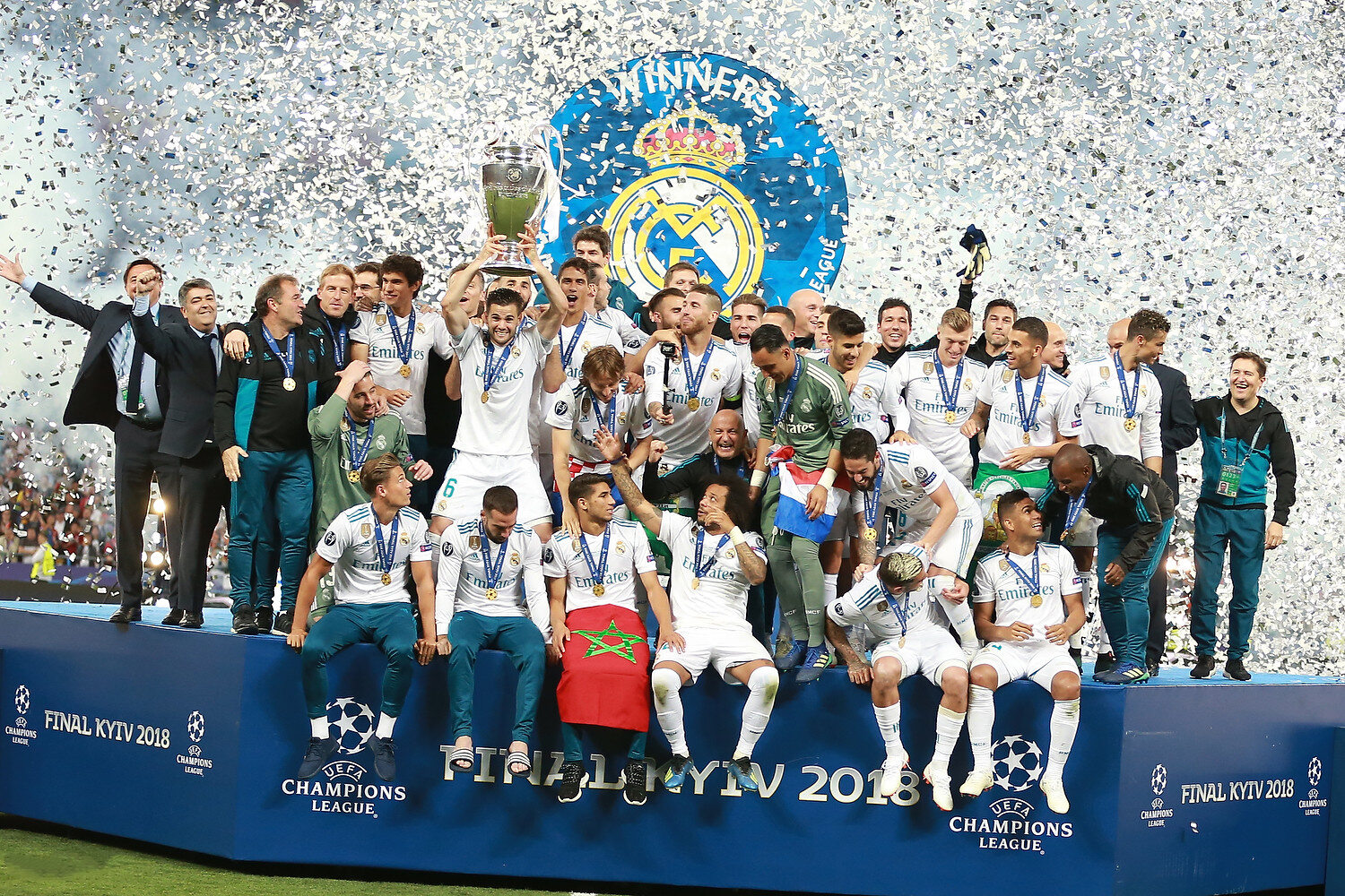 Real Madryt po zwycięstwie w finale Ligi Mistrzów, 26 maja 2018 r.
