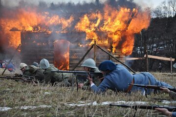 Rekonstrukcja bitwy pod Skoczowem, 2 lutego 2019 roku.
