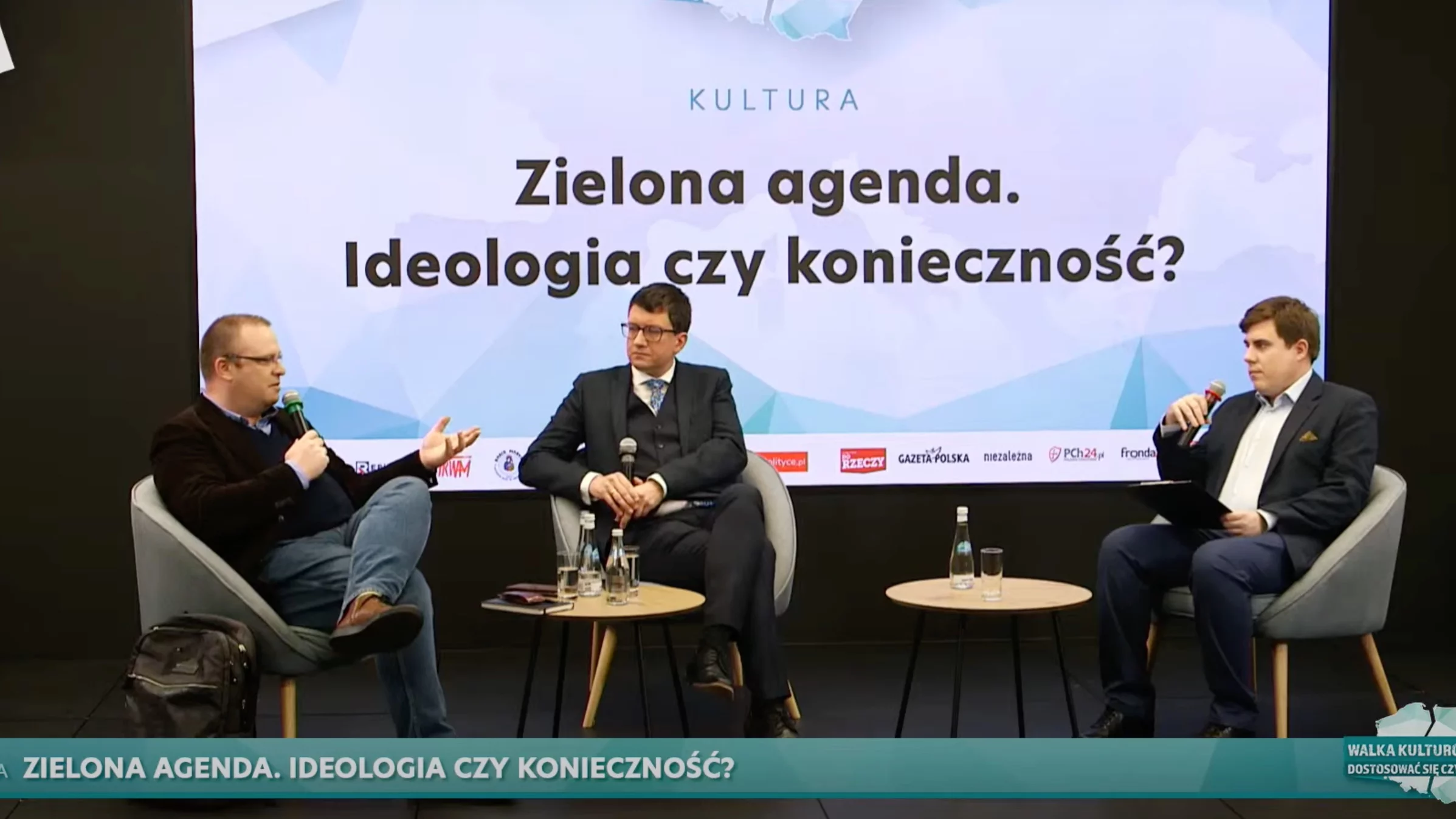 Łukasz Warzecha, Marcin Roszkowski, Karol Gac na debacie "Zielona Agenda. Ideologia czy konieczność?"