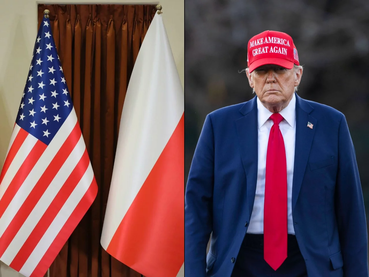Flagi USA i Polski, Donald Trump