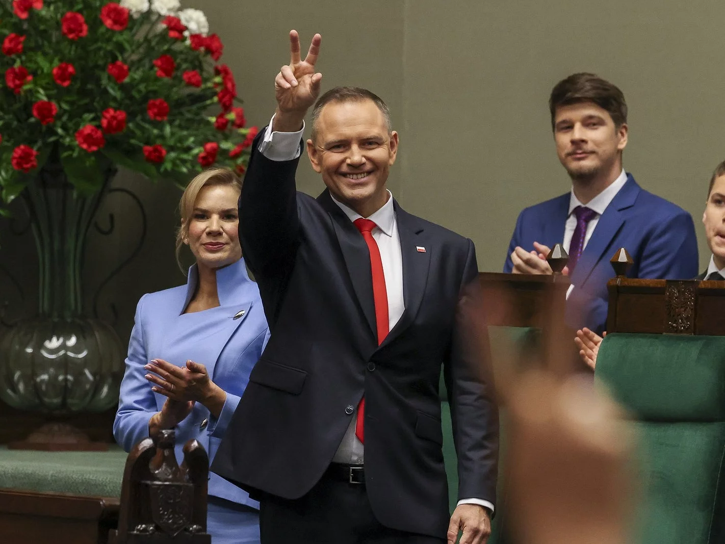 Karol Nawrocki podczas uroczystości zaprzysiężenia na prezydenta