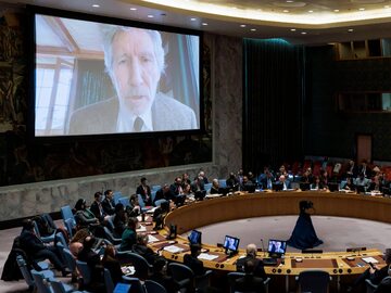 Roger Waters przemawia na posiedzeniu Rady Bezpieczeństwa ONZ
