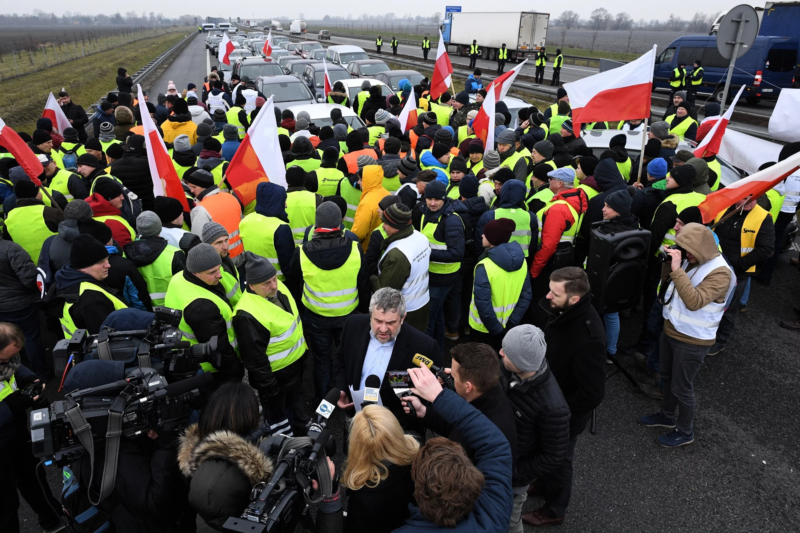 Protest rolników na A2