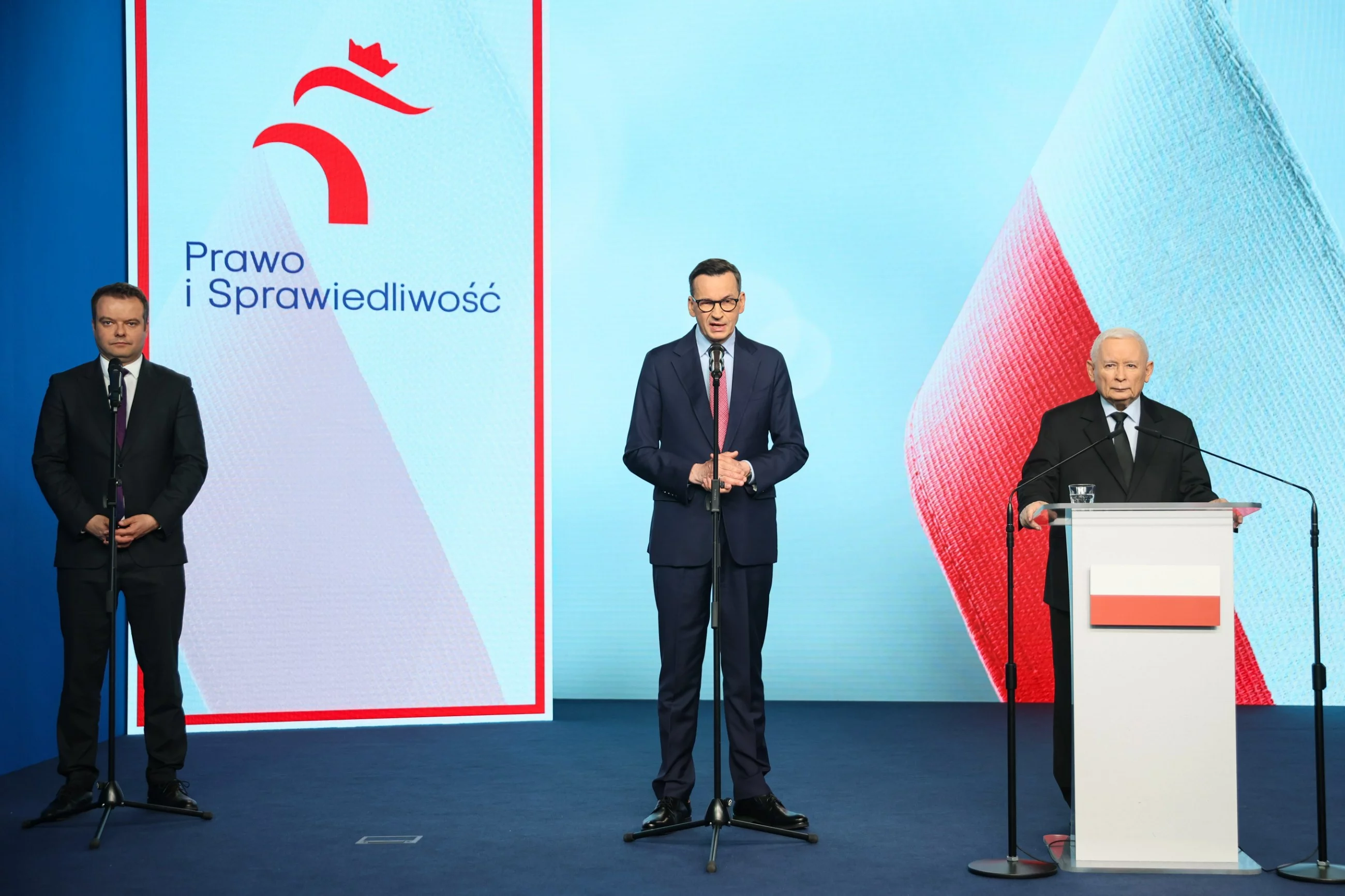 Rafał Bochenek, Mateusz Morawiecki i Jarosław Kaczyński
