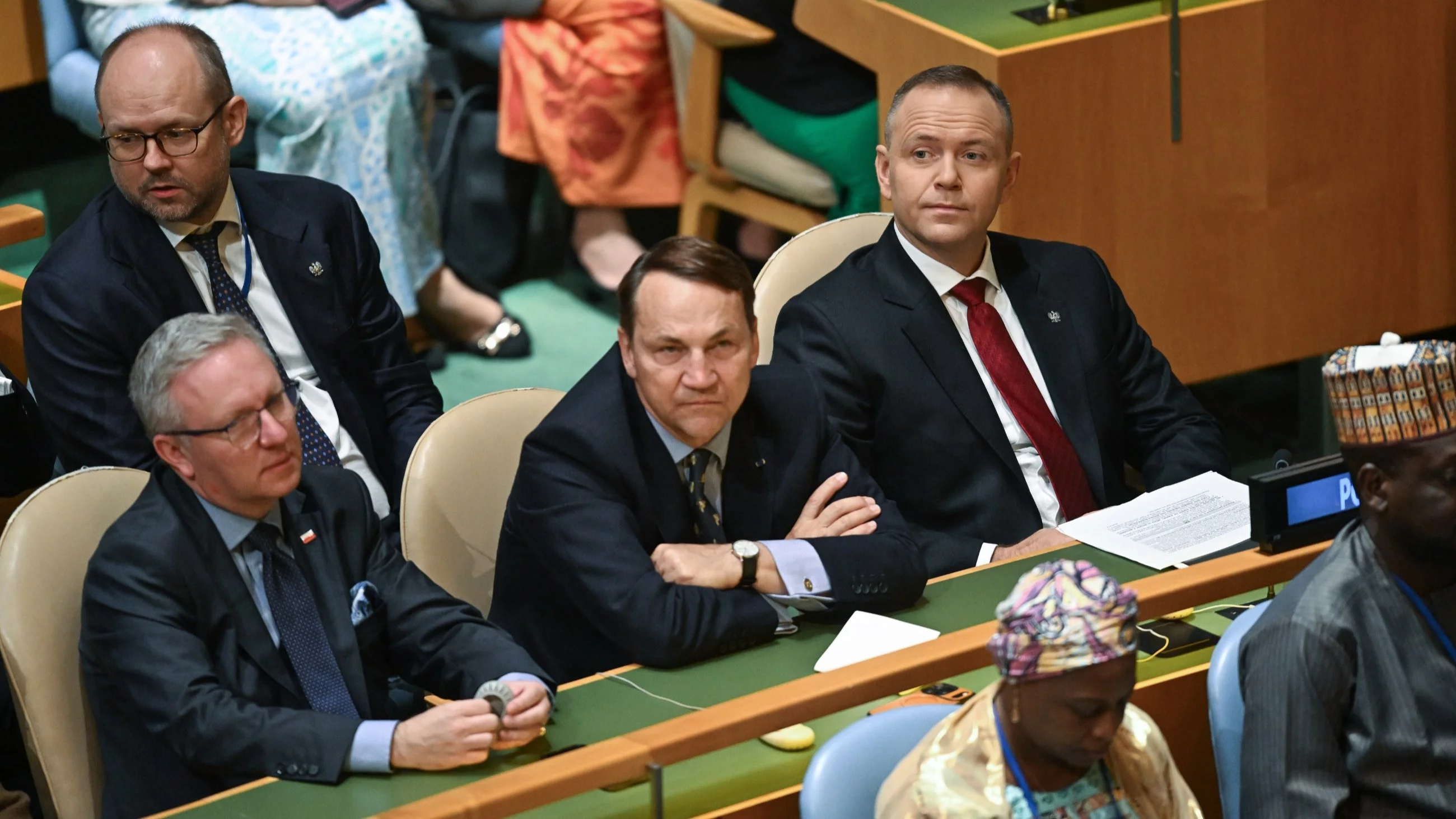 Karol Nawrocki, Krzysztof Szczerski, Radosław Sikorski w Nowym Jorku na ZG ONZ