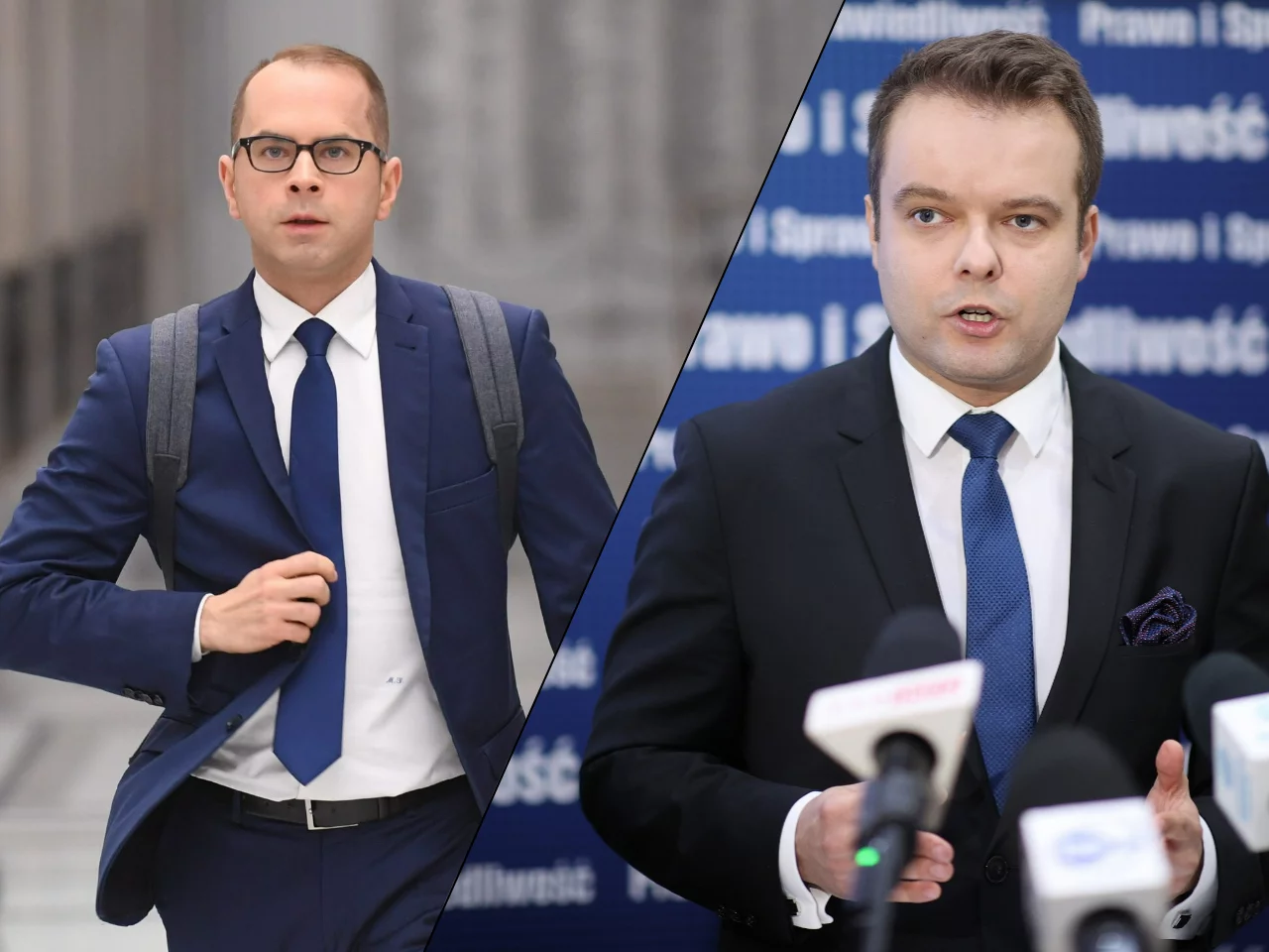 Michał Szczebra i rzecznik PiS Rafał Bochenek