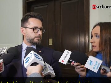 Rzecznik PiS Radosław Fogiel i dziennikarka "Gazety Wyborczej" Justyna Dobrosz-Oracz