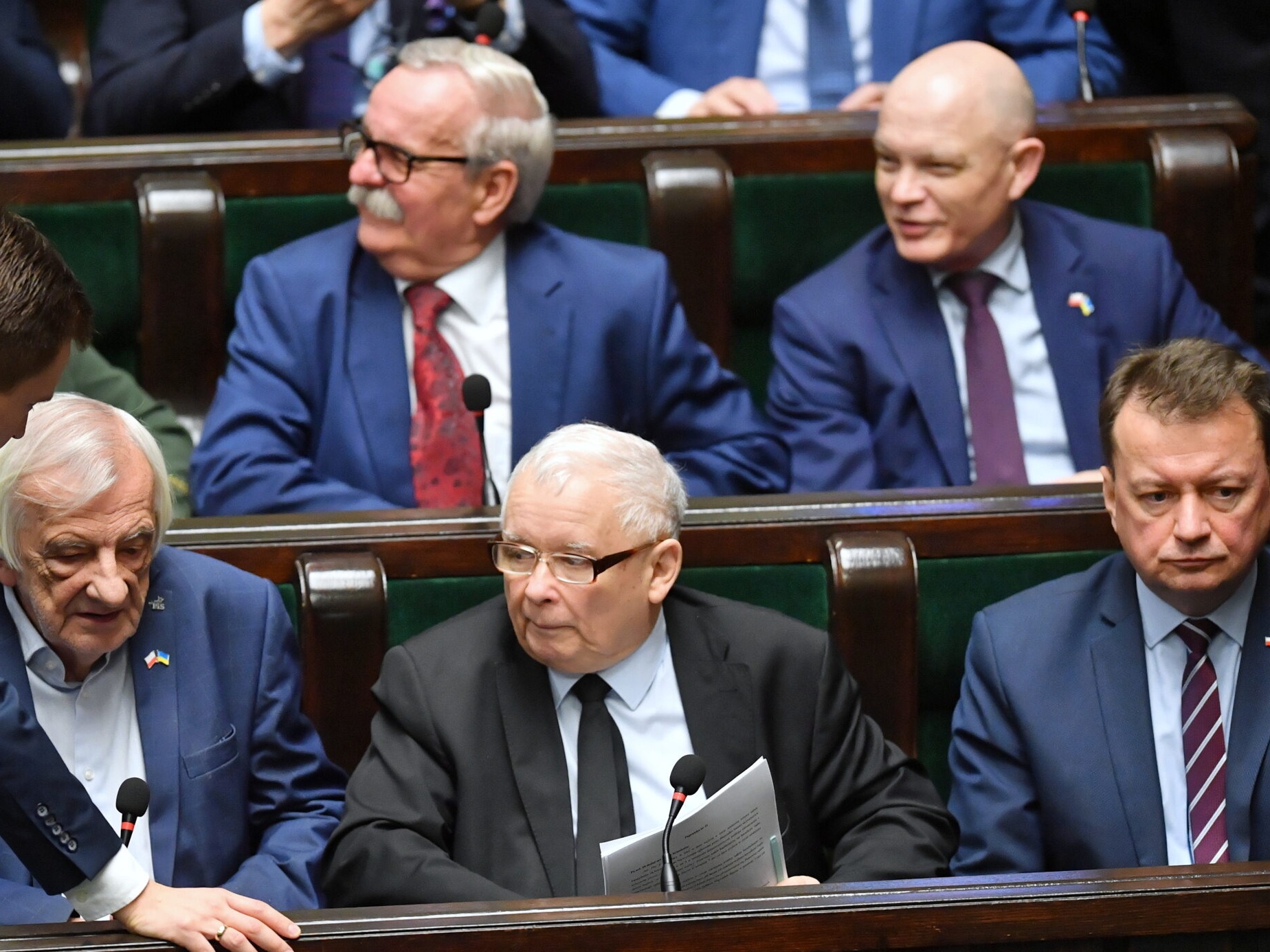 Prezes PiS Jarosław Kaczyński, wicemarszałek Sejmu Ryszard Terlecki oraz minister obrony narodowej Mariusz Błaszczak