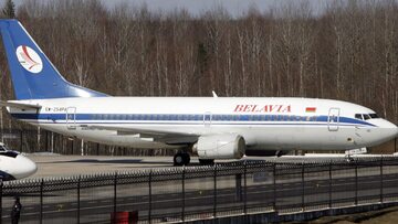 Samolot białoruskich linii lotniczych Belavia