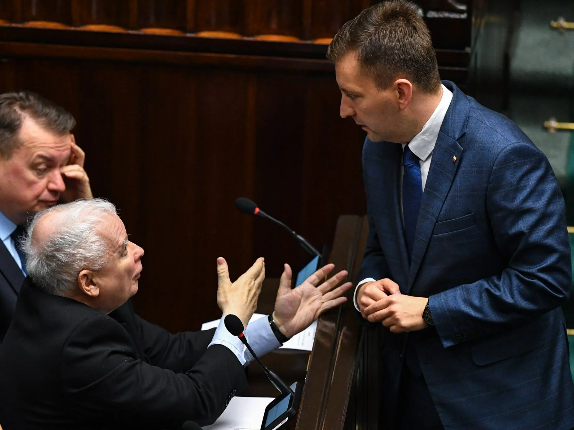 Prezes PiS Jarosław Kaczyński i minister-członek Rady Ministrów Łukasz Schreiber