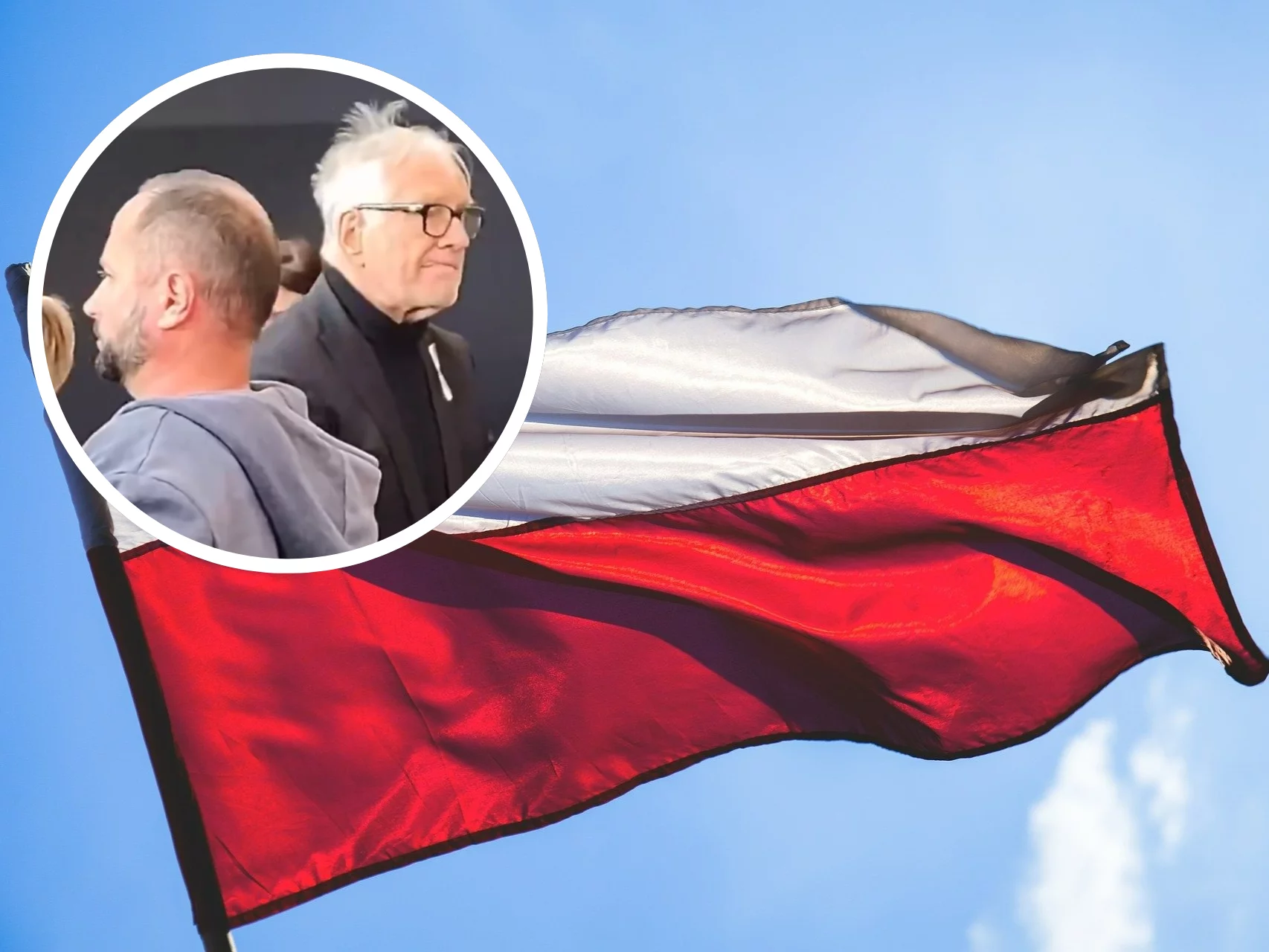 Andrzej Seweryn podczas hymnu Polski