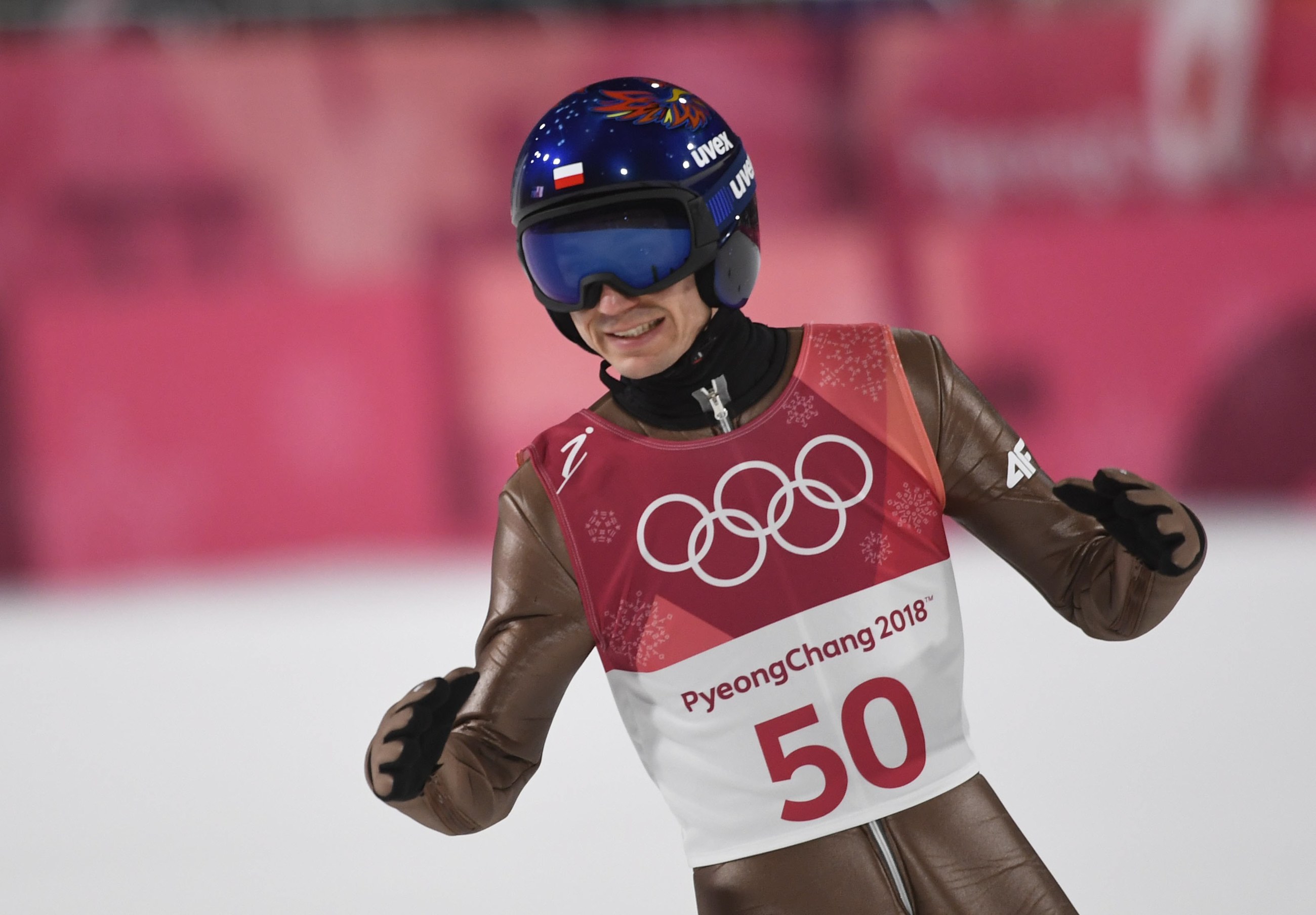 Kamil Stoch podczas zawodów w Pjongczangu