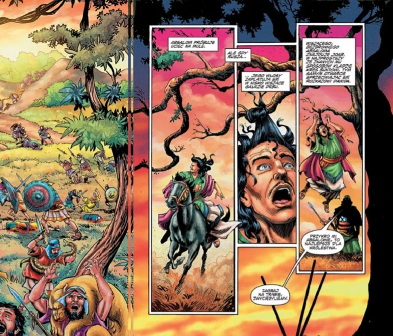 „Biblia. Komiks. Boża historia odkupienia” wypełniona jest rysunkami Sergio Cariello, który pracował m.in. dla Marvela i DC Comics