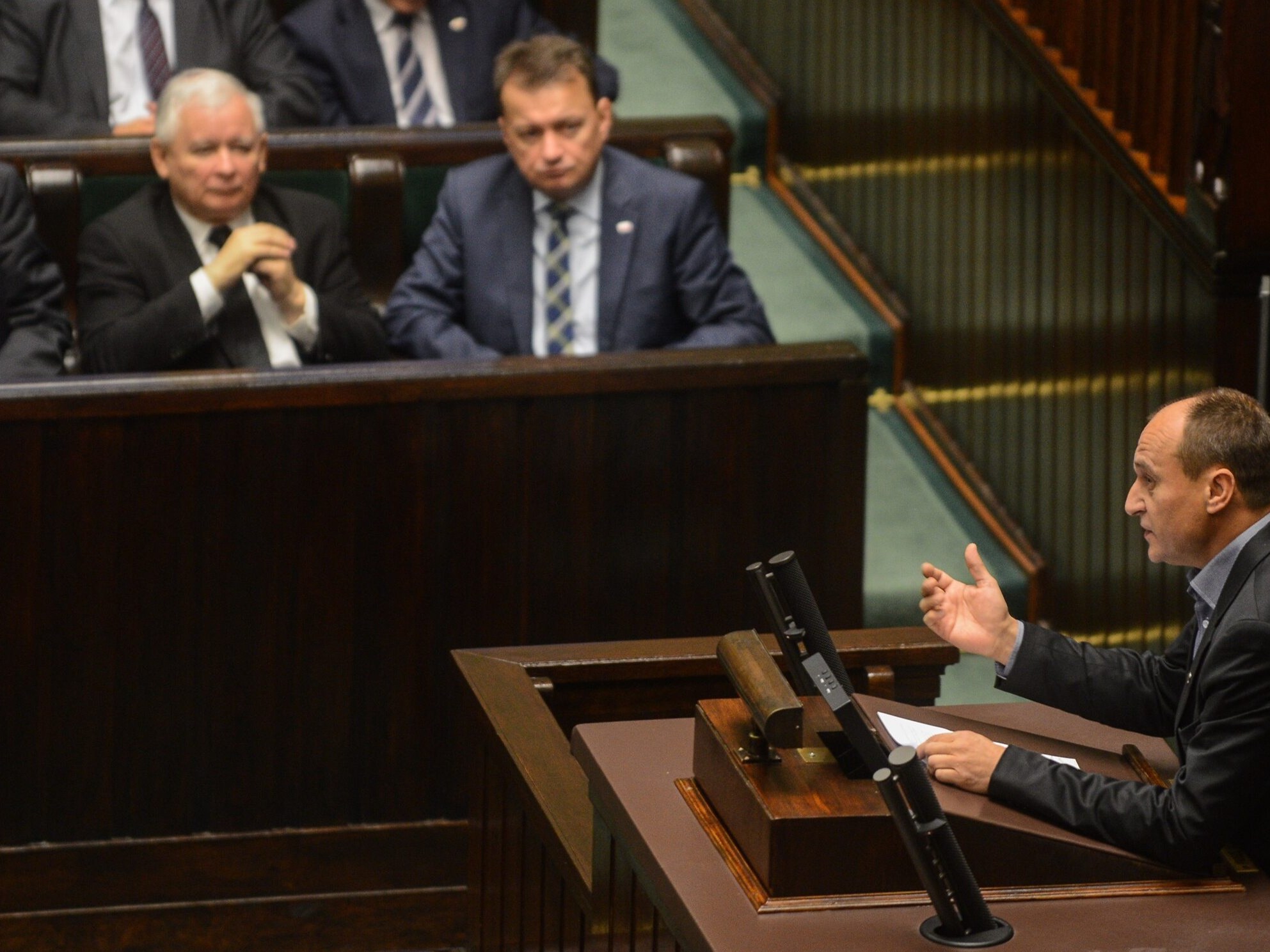 Paweł Kukiz i Jarosław Kaczyński w Sejmie