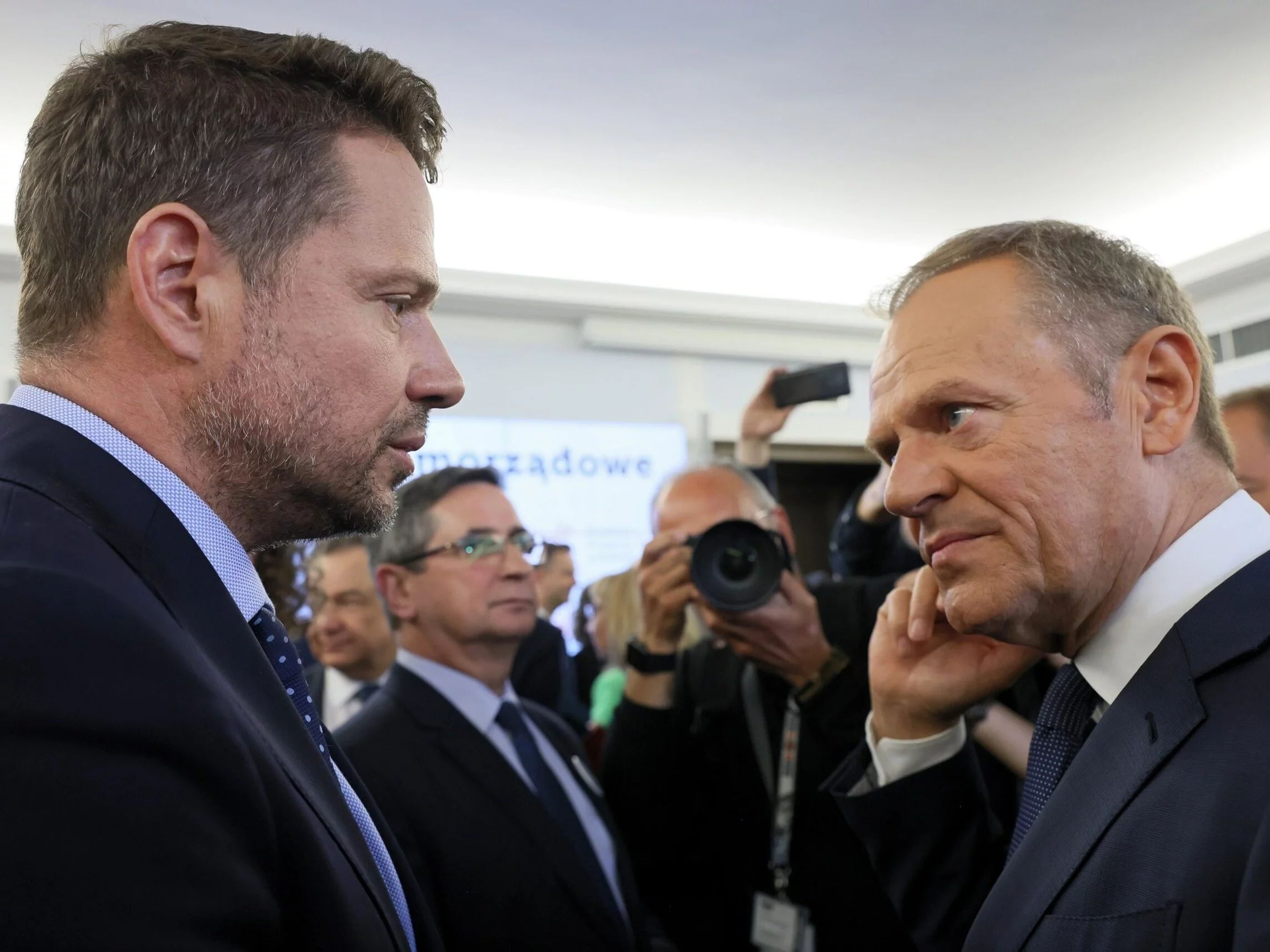 Prezydent Warszawy Rafał Trzaskowski i były premier, lider PO Donald Tusk