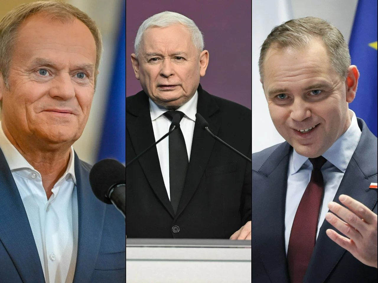 Donald Tusk, Jarosław Kaczyński, Karol Nawrocki