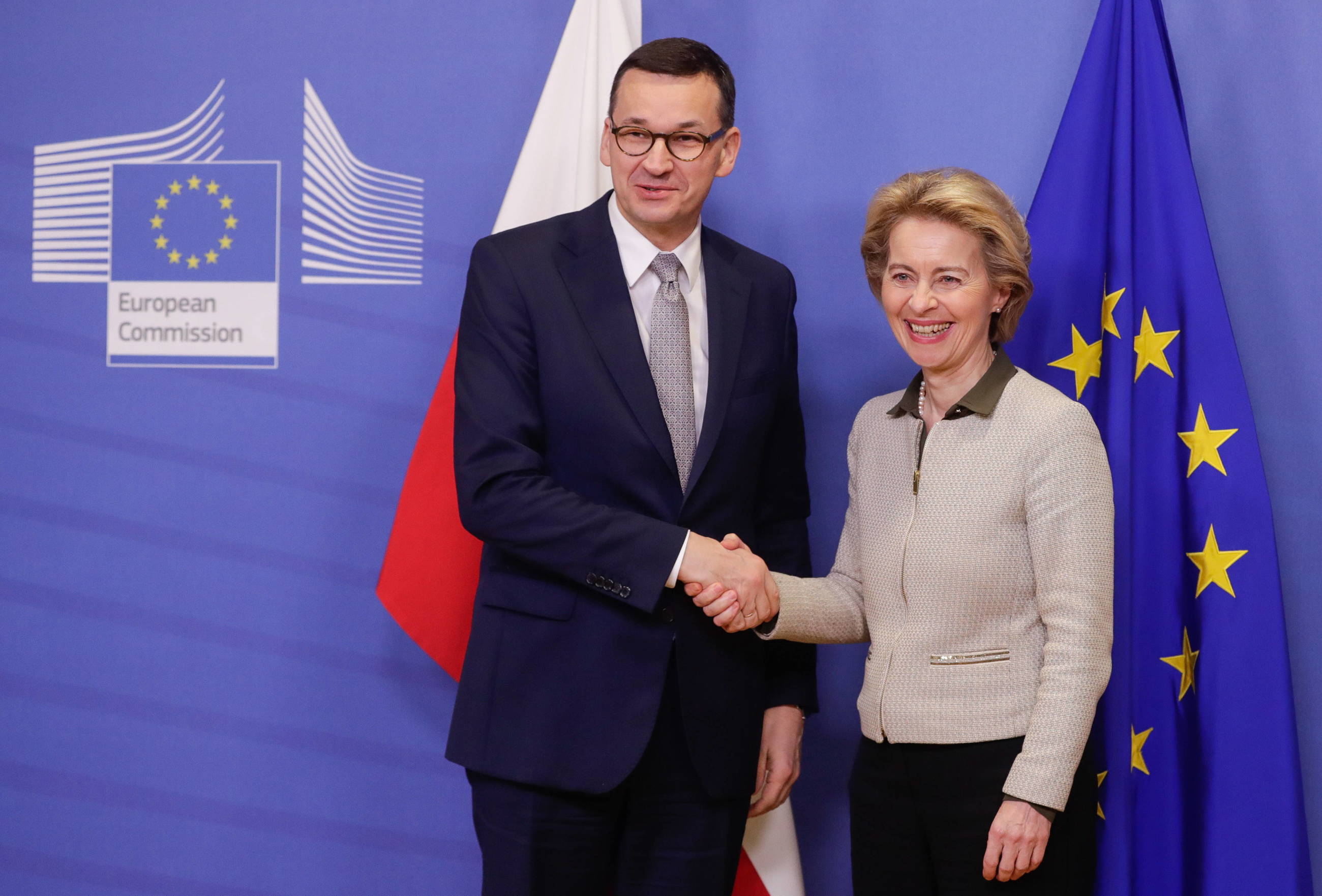 Premier Mateusz Morawiecki i przewodnicząca Komisji Europejskiej Ursula von der Leyen