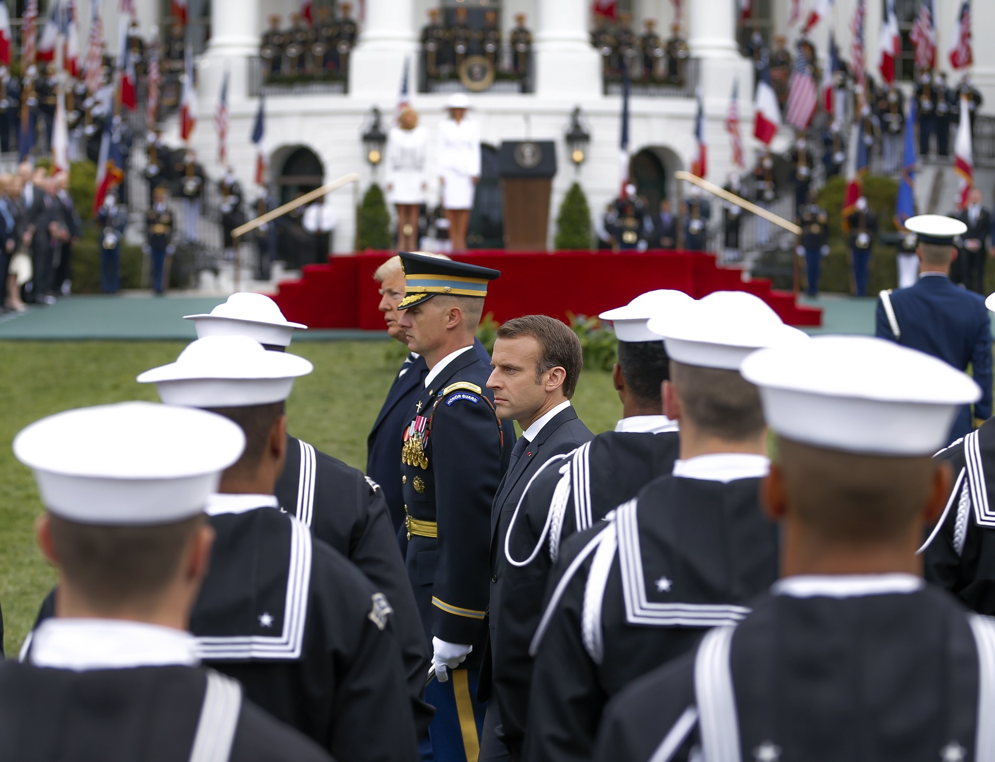 Prezydent Francji Emmanuel Macron podczas wizyty w USA