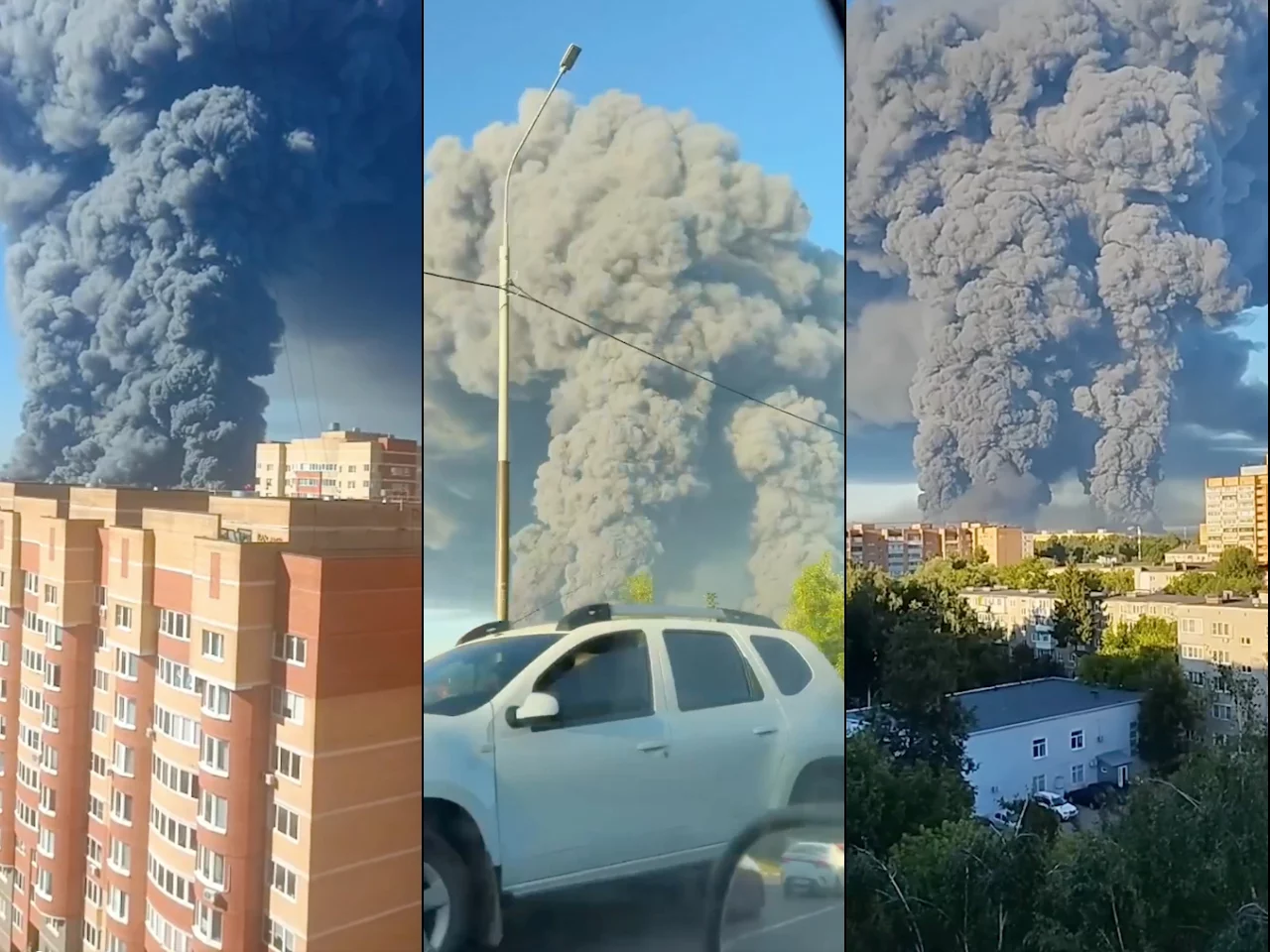 Kłęby dymu w Rosji po ataku ukraińskich dronów