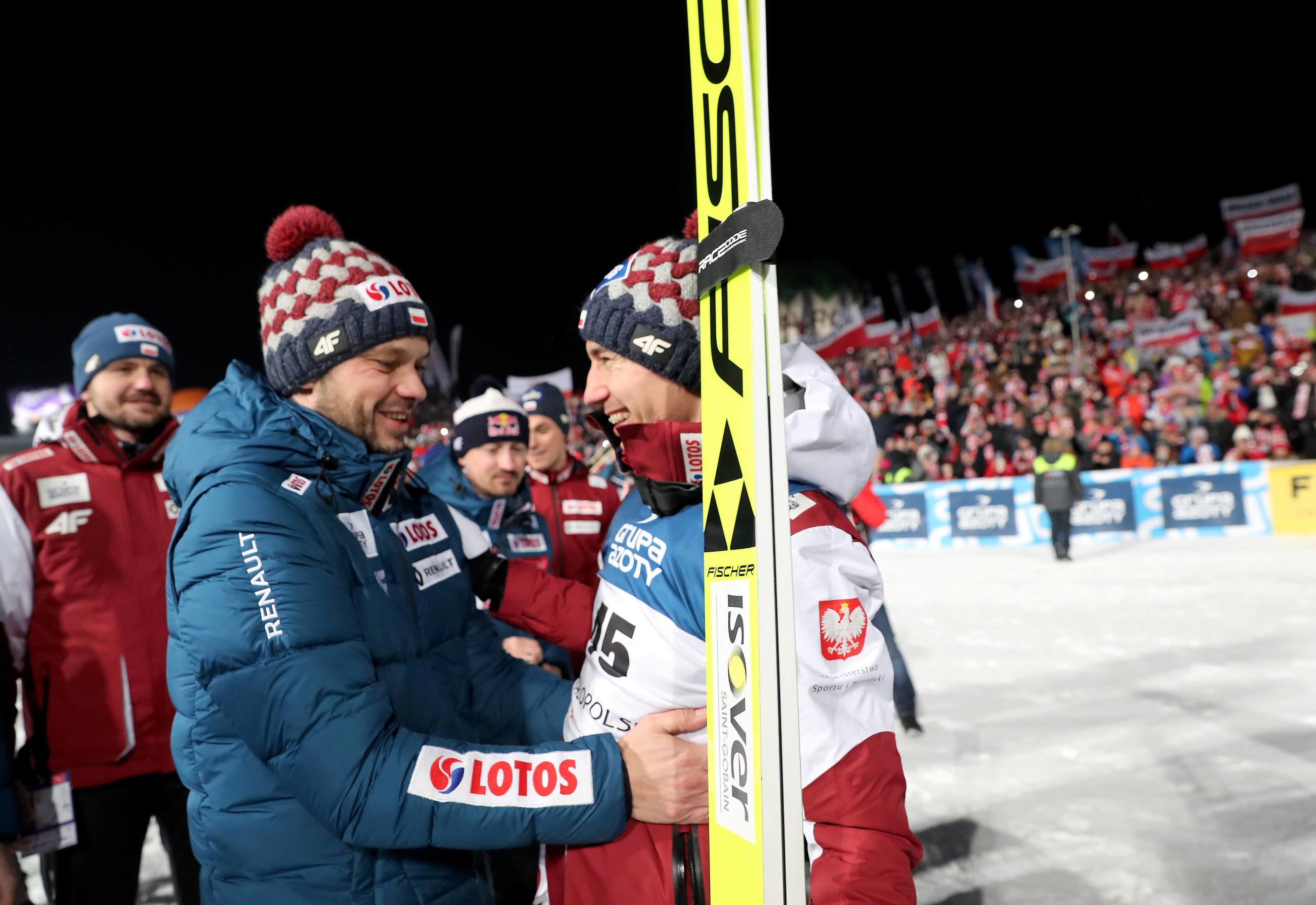 Trener reprezentacji Polski Michal Dolezal i Kamil Stoch