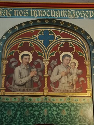 Św. Jan Berchmans i św. Stanisław Kostka, fresk z jezuickiego kościoła na Krijtbergu w Amsterdamie. Fot. © DK