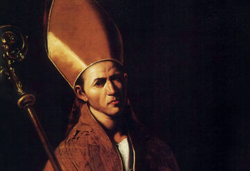 Św. January z Benewentu, fragment obrazu ze szkoły Caravaggia