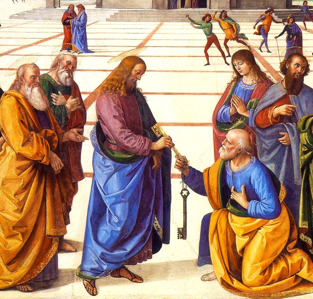 Chrystus wręczający klucze św. Piotrowi, mal. Pietro Perugino
