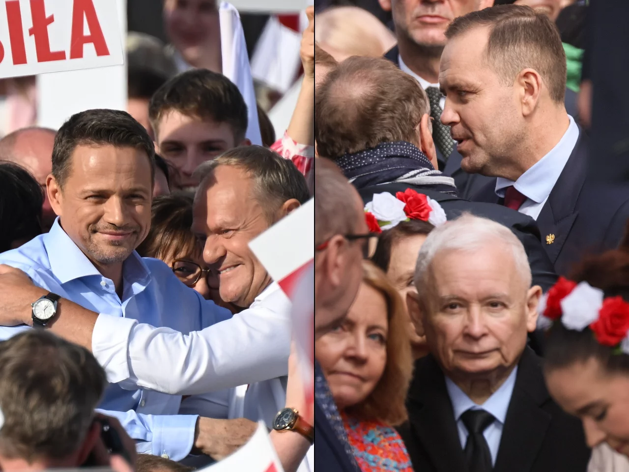 Rafał Trzaskowski i Donald Tusk, Karol Nawrocki i Jarosław Kaczyński