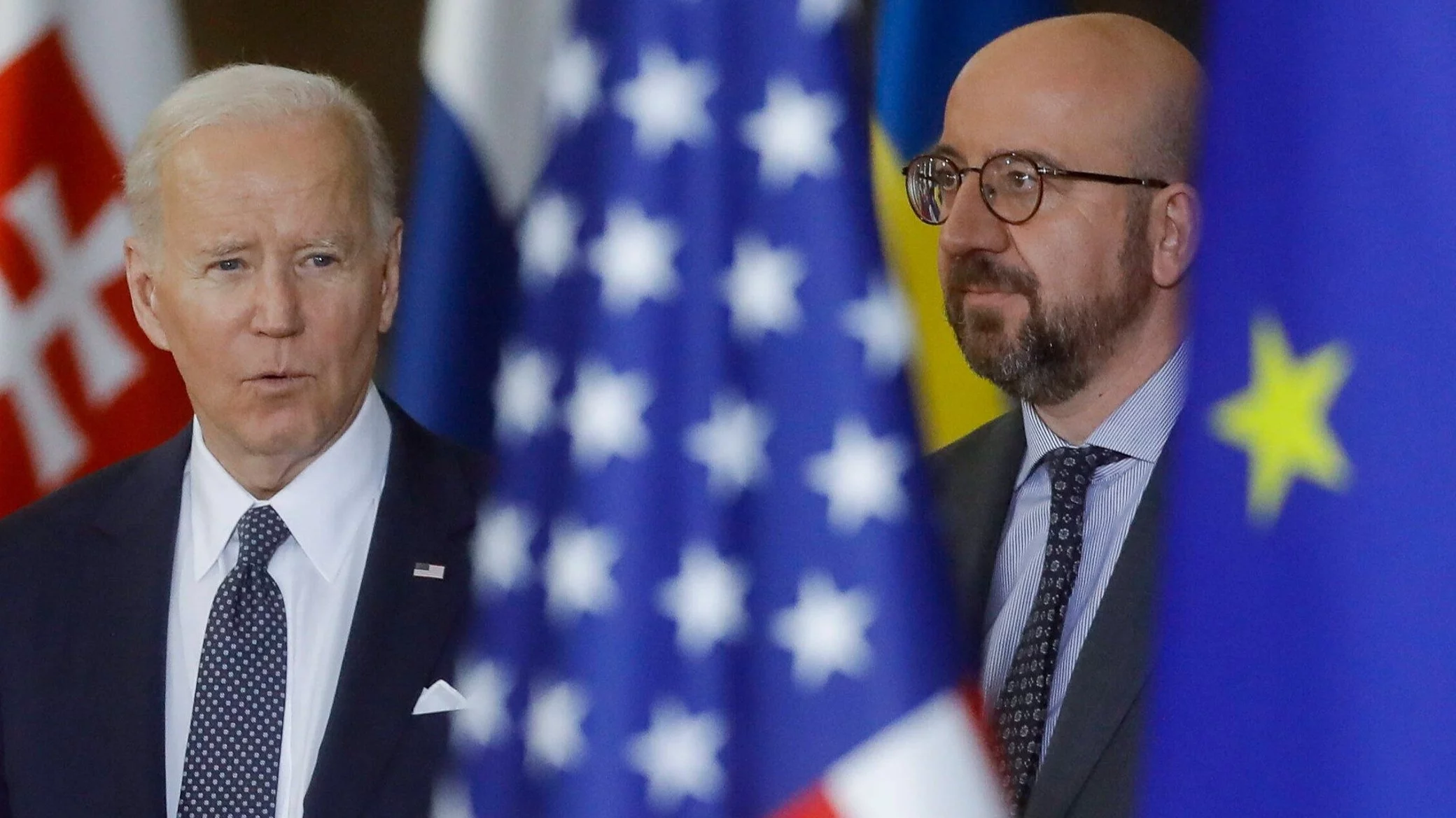 Prezydent USA Joe Biden i przewodniczący Rady Europejskiej Charles Michel